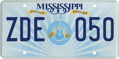 MS license plate ZDE050