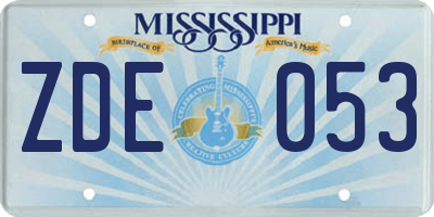 MS license plate ZDE053