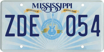 MS license plate ZDE054