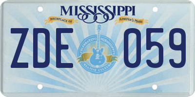 MS license plate ZDE059