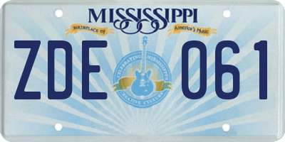 MS license plate ZDE061