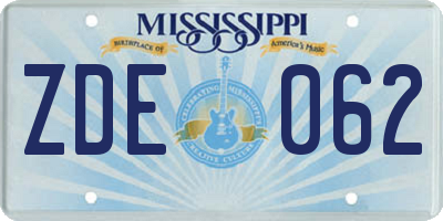 MS license plate ZDE062
