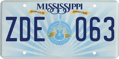 MS license plate ZDE063