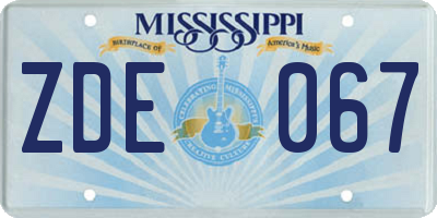 MS license plate ZDE067