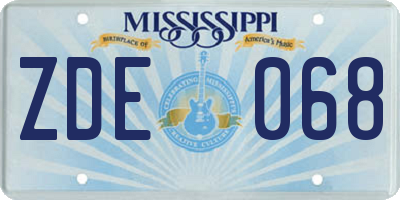 MS license plate ZDE068