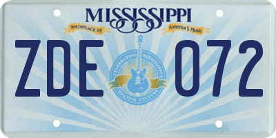 MS license plate ZDE072