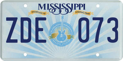 MS license plate ZDE073