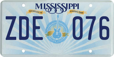 MS license plate ZDE076