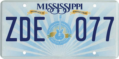 MS license plate ZDE077