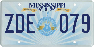 MS license plate ZDE079