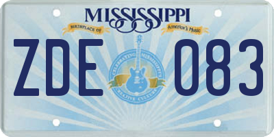 MS license plate ZDE083
