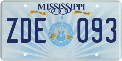 MS license plate ZDE093