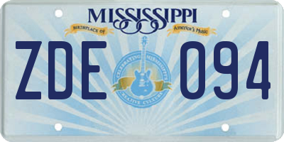 MS license plate ZDE094