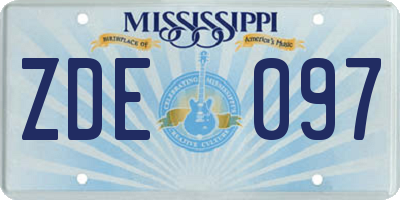 MS license plate ZDE097