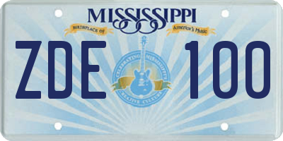 MS license plate ZDE100