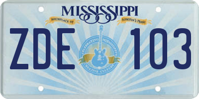 MS license plate ZDE103