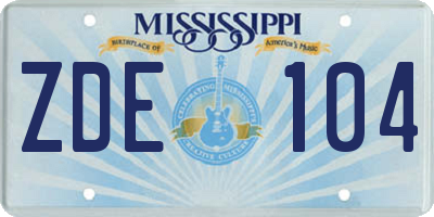 MS license plate ZDE104