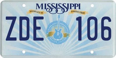 MS license plate ZDE106