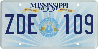 MS license plate ZDE109