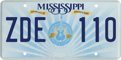MS license plate ZDE110