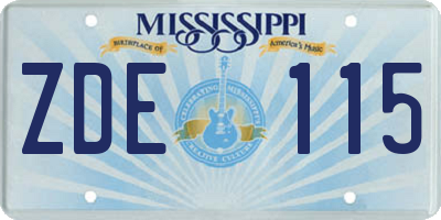 MS license plate ZDE115