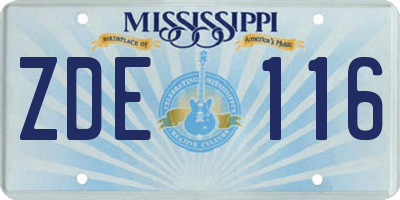 MS license plate ZDE116