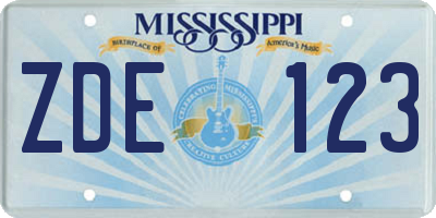 MS license plate ZDE123