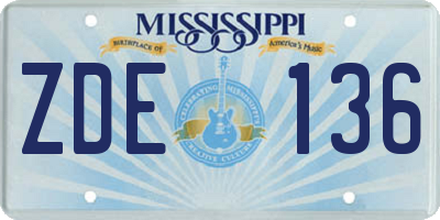 MS license plate ZDE136