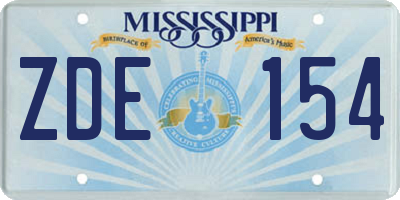 MS license plate ZDE154