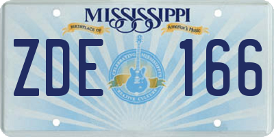 MS license plate ZDE166