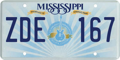 MS license plate ZDE167
