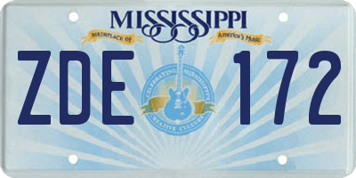 MS license plate ZDE172