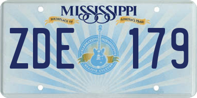 MS license plate ZDE179