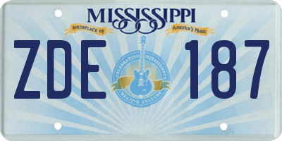 MS license plate ZDE187