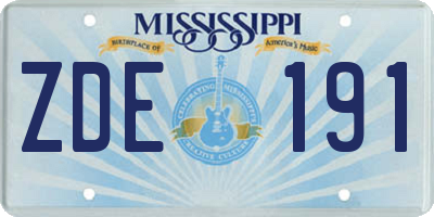 MS license plate ZDE191