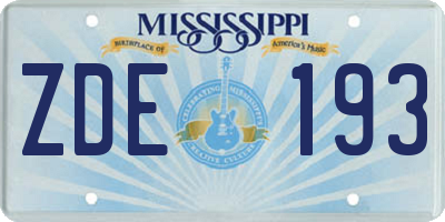 MS license plate ZDE193