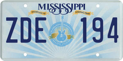 MS license plate ZDE194