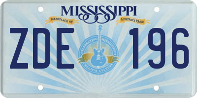 MS license plate ZDE196