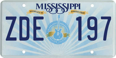 MS license plate ZDE197