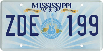 MS license plate ZDE199
