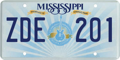 MS license plate ZDE201