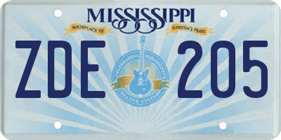MS license plate ZDE205