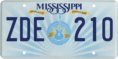 MS license plate ZDE210