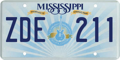 MS license plate ZDE211