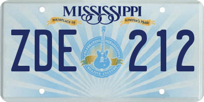 MS license plate ZDE212