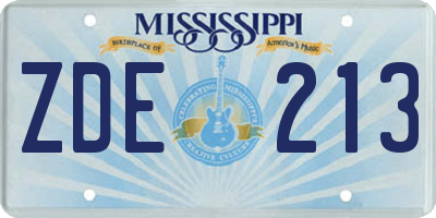 MS license plate ZDE213