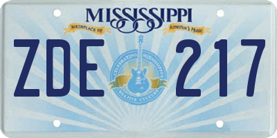 MS license plate ZDE217