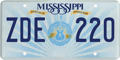 MS license plate ZDE220