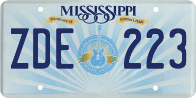 MS license plate ZDE223