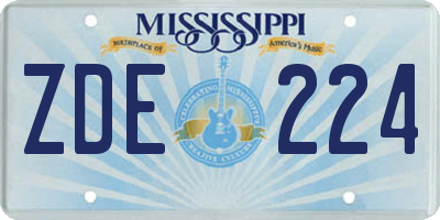 MS license plate ZDE224